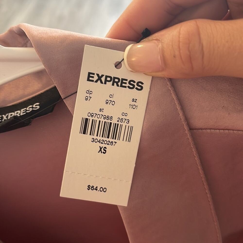 EXPRESS Metallic Pink Button Down Long-sleeve Portofino Shirt